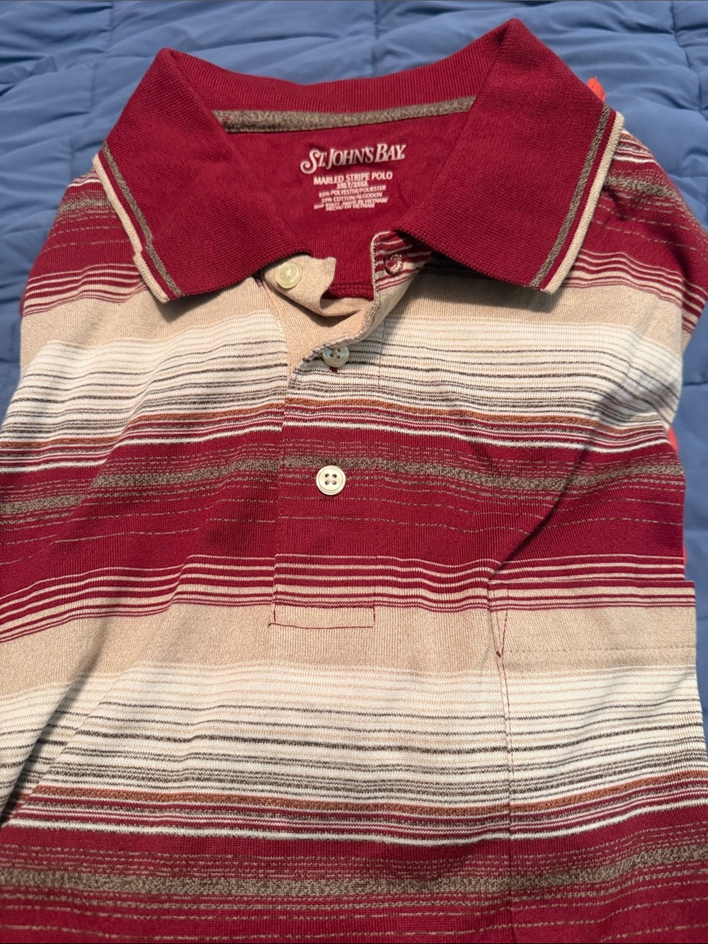 St. John's Bay Striped Polo in Red and Cream